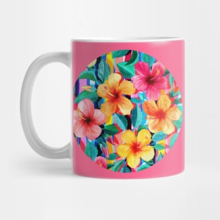 OTT Maximalist Hawaiian Hibiscus Floral with Stripes Mug